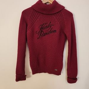 Harley Davidson knit cowl neck turtleneck knit embroidered sweater size medium